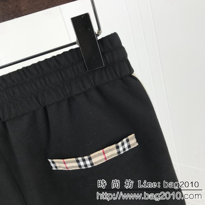 BURBERRY巴寶莉 18ss秋冬新款衛褲褲 兩側定制格子織帶 定制面料 高版本情侶款 ydi2244